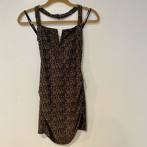 Halter cheetah mini dress